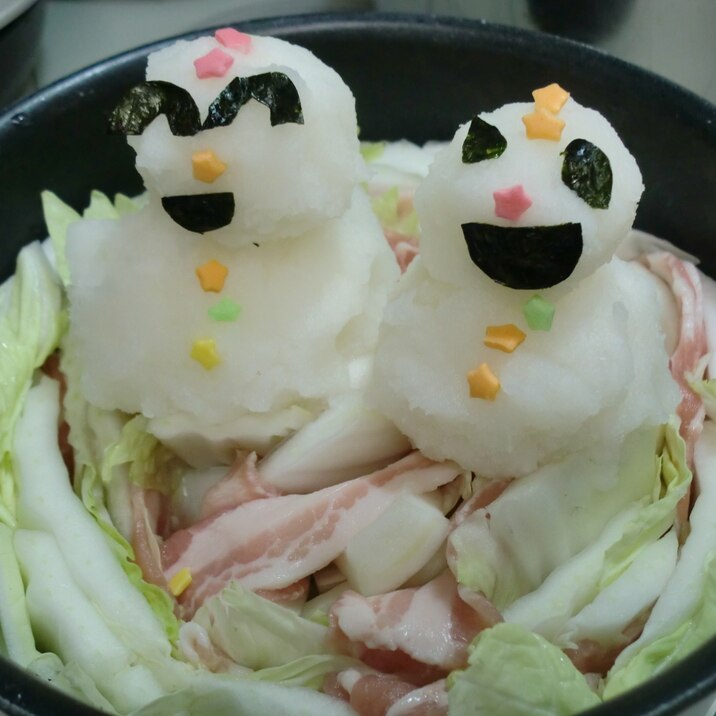 雪だるま作ろう～♪ミルフィーユの上に～♪